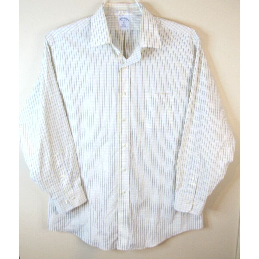 Brooks Brothers Regent Non-iron Dress Shirt Men's Size 16.5-32/32 Yellow Check‎